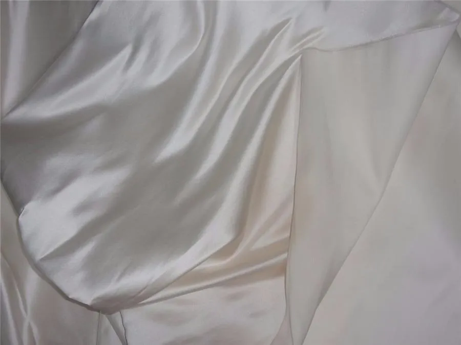 100% silk ivory color dutchess satin backed with organza silk 60&quot; wide 55 momme