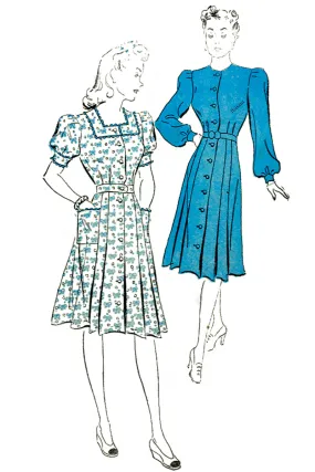 1940s New York Gold Seal Pattern 1580 Vintage Dresses Sewing Pattern