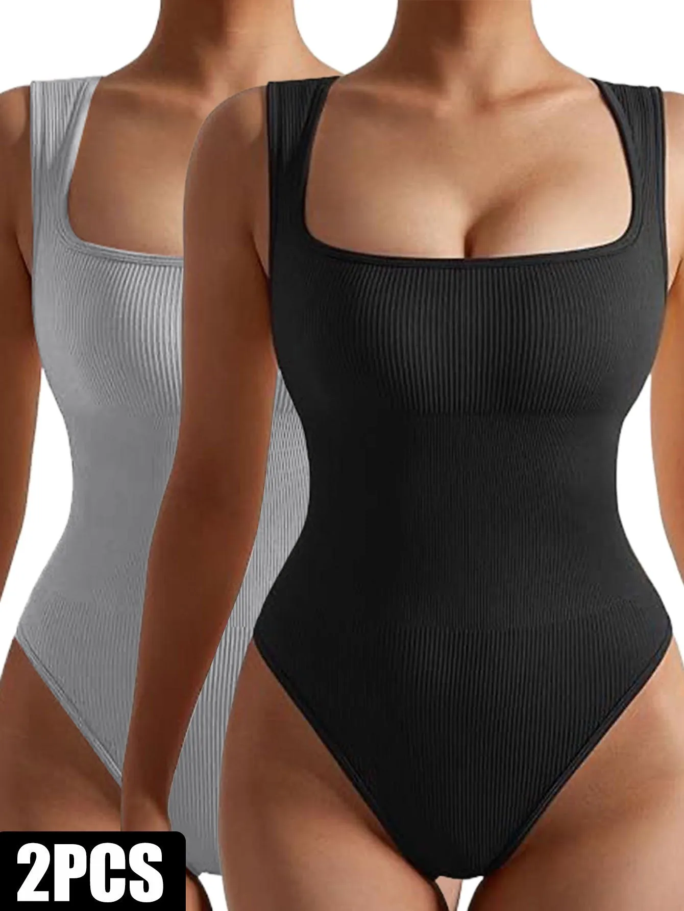 2 pack Ribbed tank top body suit  For Women