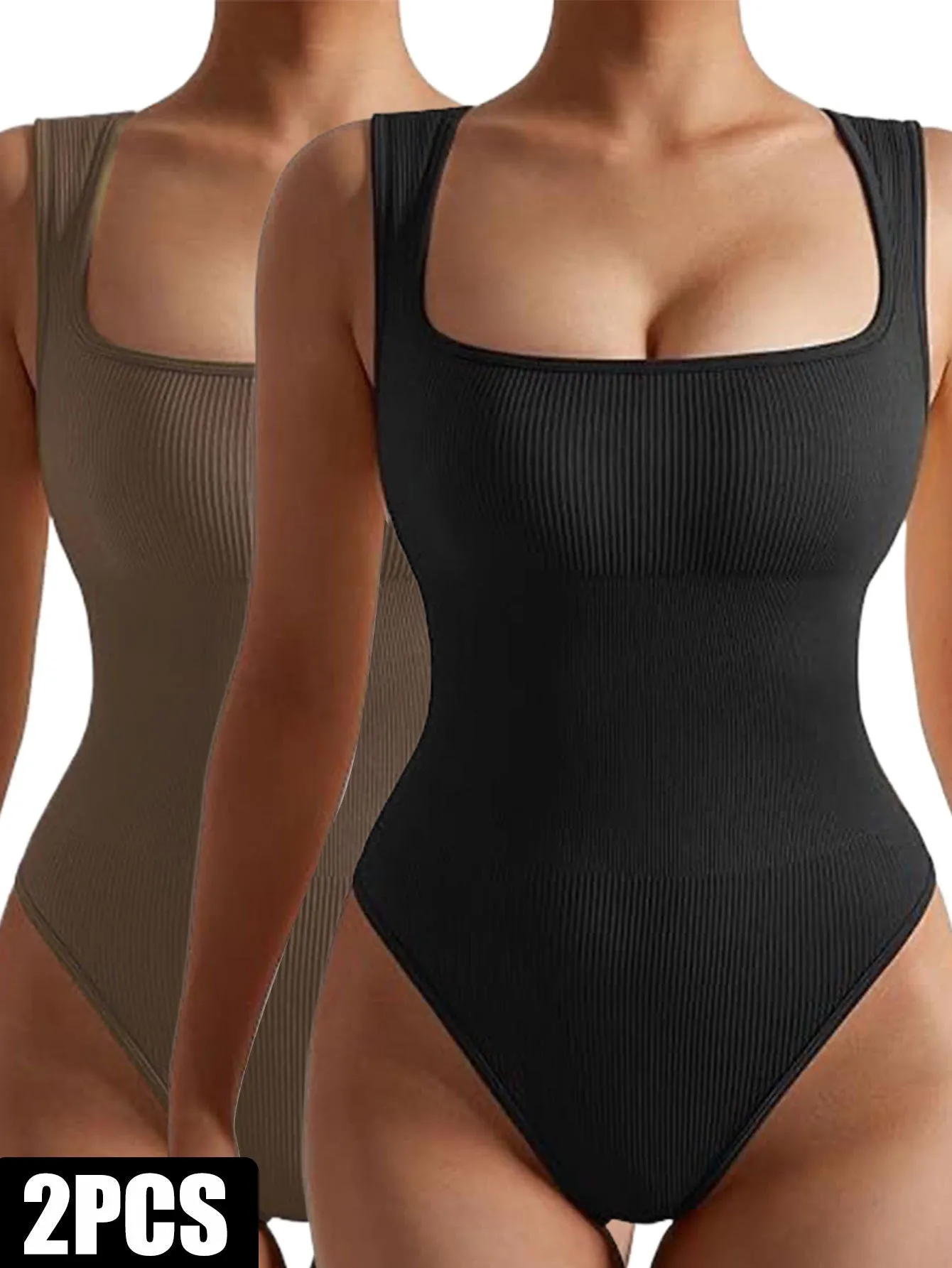 2 pack Ribbed tank top body suit  For Women