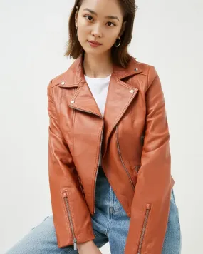 Autumn Blaze Biker Tan Leather Jacket