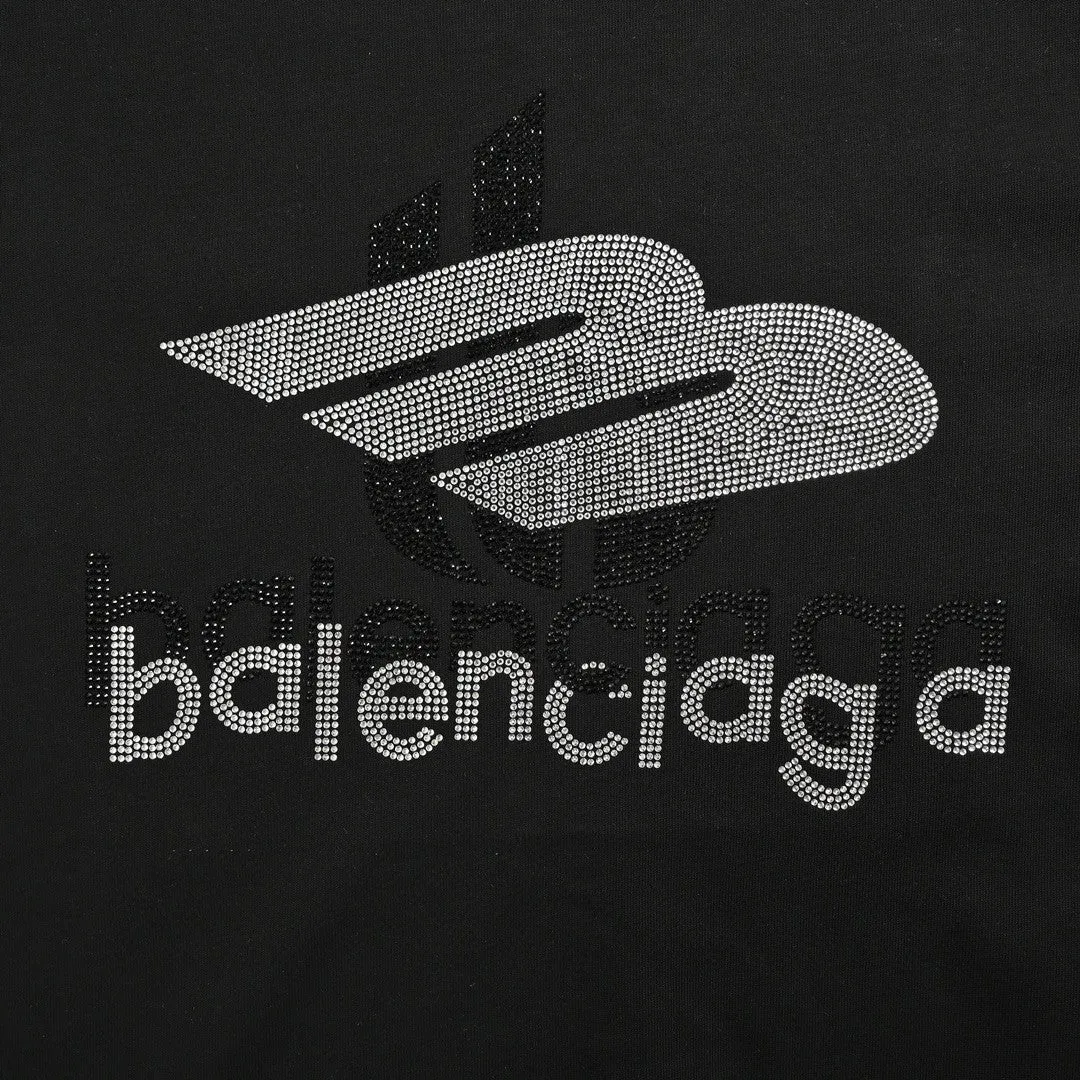 Balenciaga Crystal Logo T-Shirt in Black