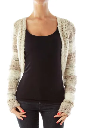 Beige Crocheted Cropped Sweater