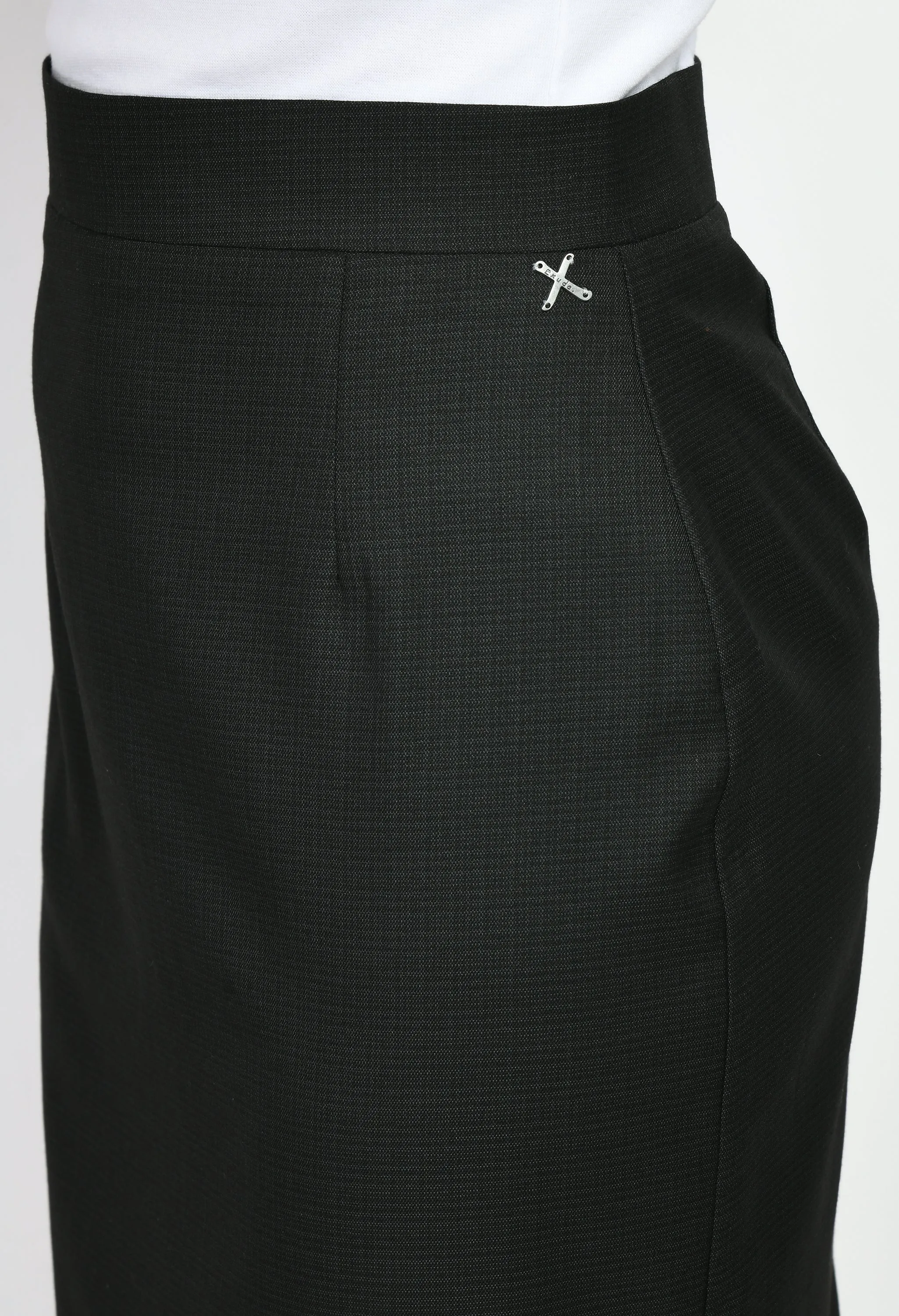 Black Cotton Blend Empathy Checked Pencil Skirt