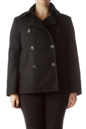 Black Wool Double Breasted Coat