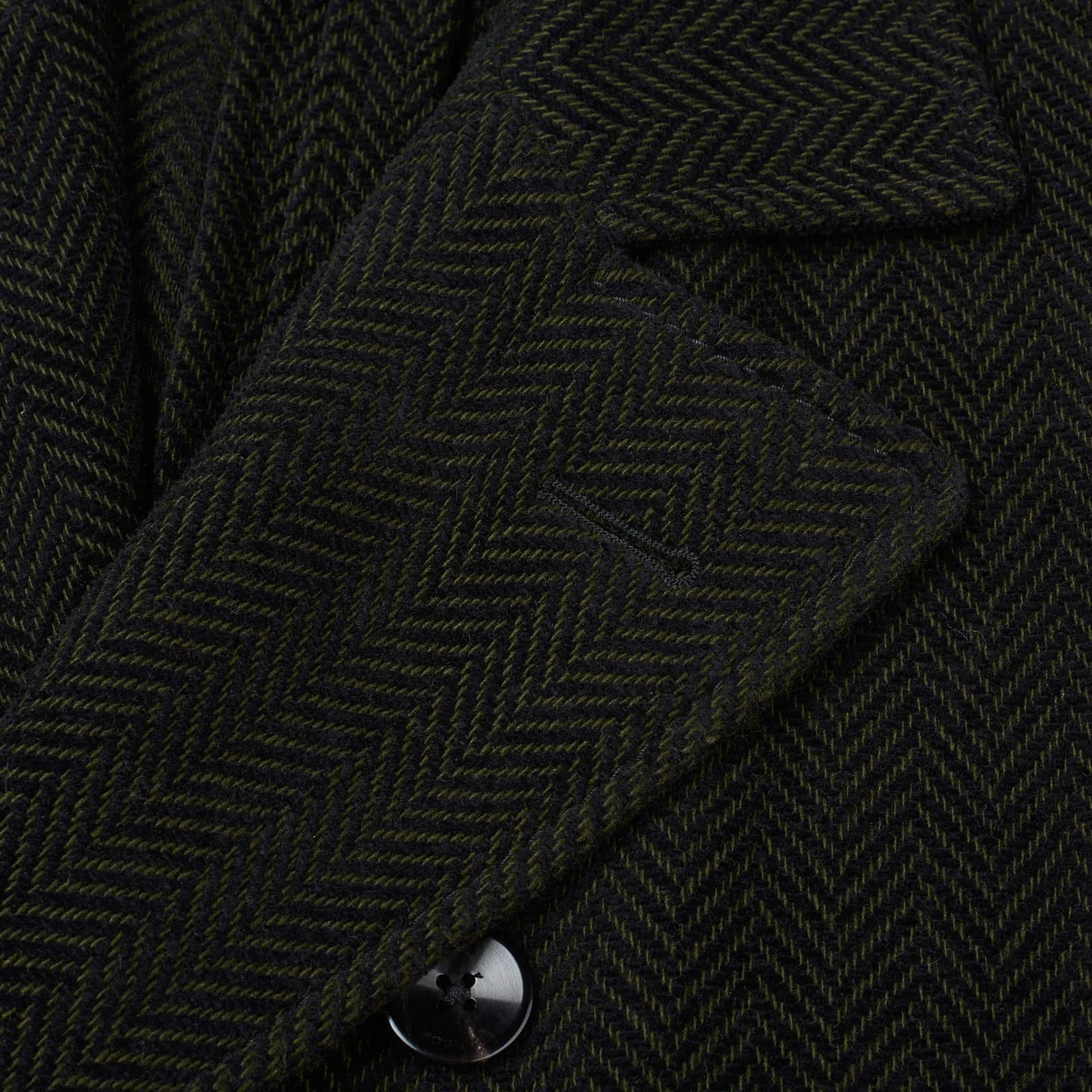 BOGLIOLI "Wear" Green Herringbone Cotton-Cashmere-Wool Unlined Pea Coat 50 NEW 40