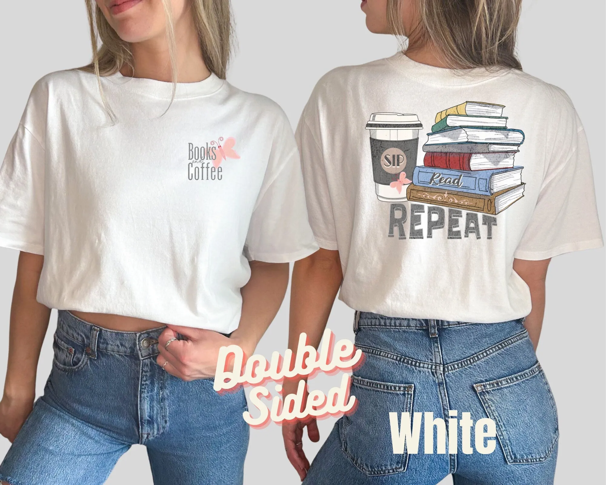 Books and Coffee, Reading, Books Shirt, Sip Read Repeat, Teacher, Book Lover Gift, Coffee and Books,