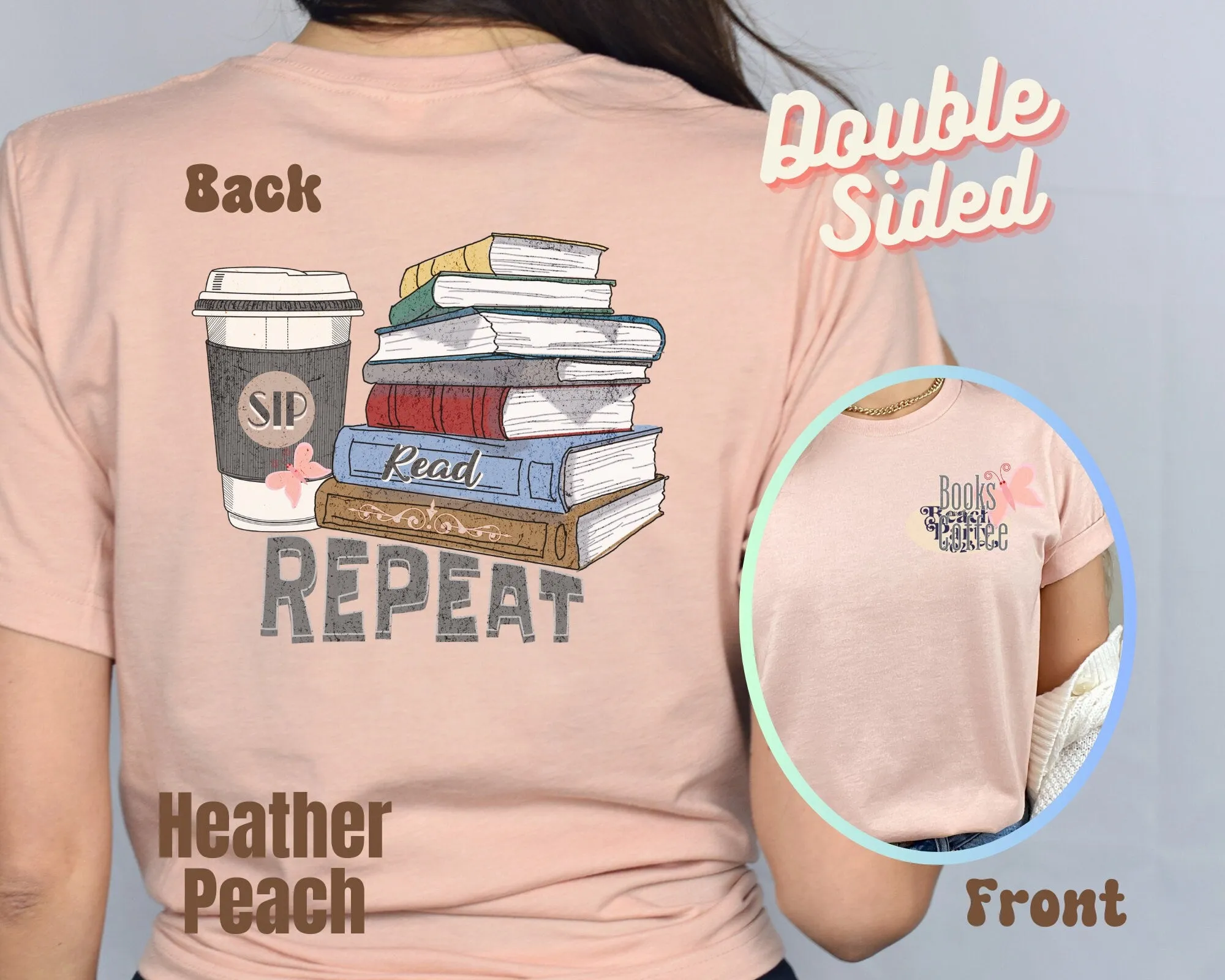 Books and Coffee, Reading, Books Shirt, Sip Read Repeat, Teacher, Book Lover Gift, Coffee and Books,