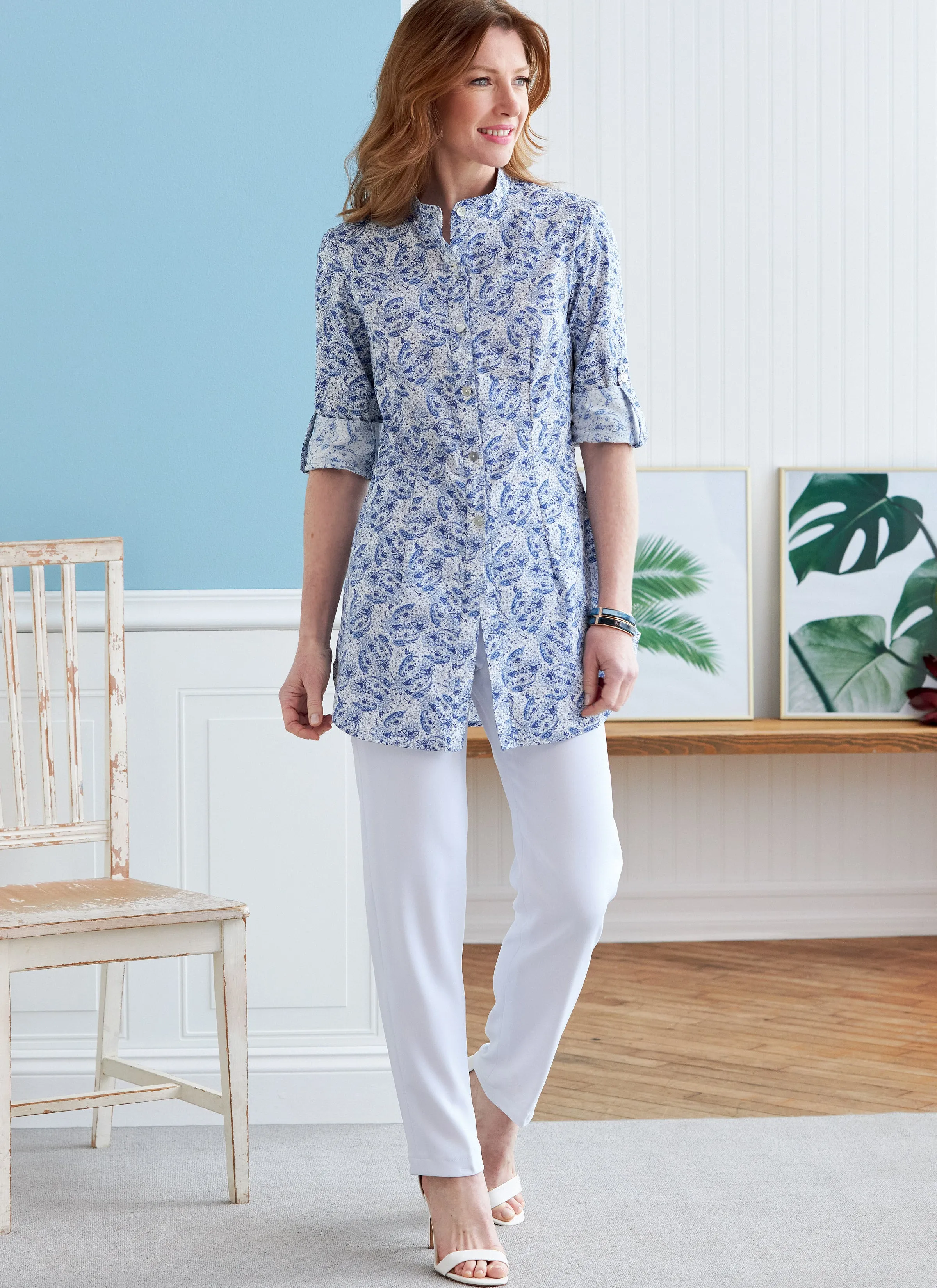 Butterick Pattern B6852 Misses' Button-Down Shorts With Collar, Sleeve & Hem Variations