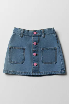 Button Skirt Blue