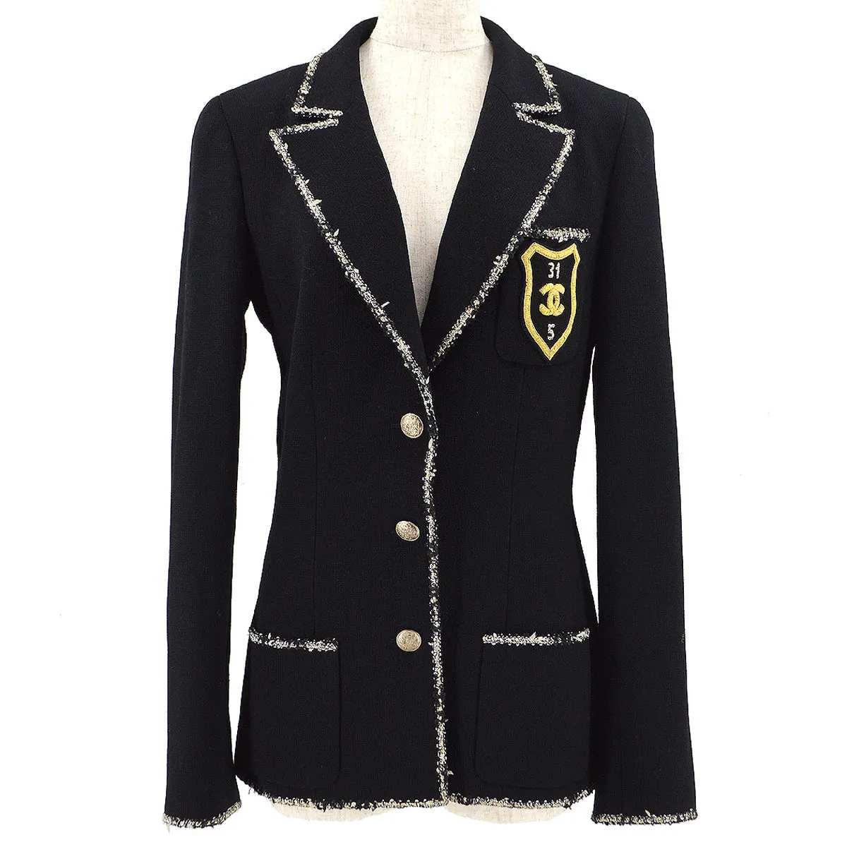 Chanel 2005 Cruise logo-embroidered wool blazer #38