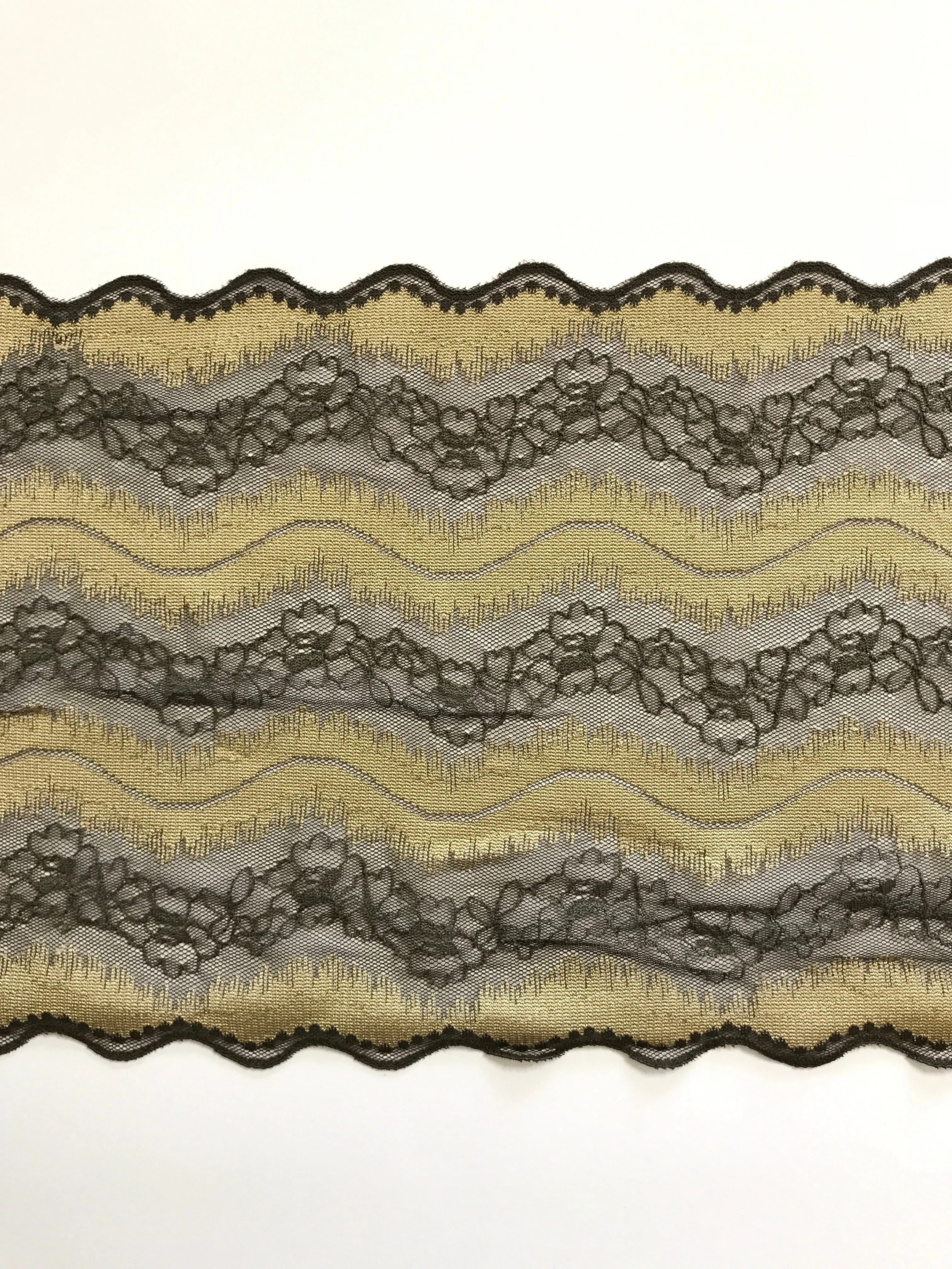 Chocolate & Gold 7.5" Wide Stretch Lace