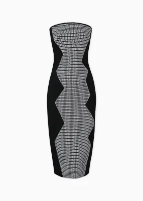 Clarita - Strapless Pencil Dress with Zig Zag Design