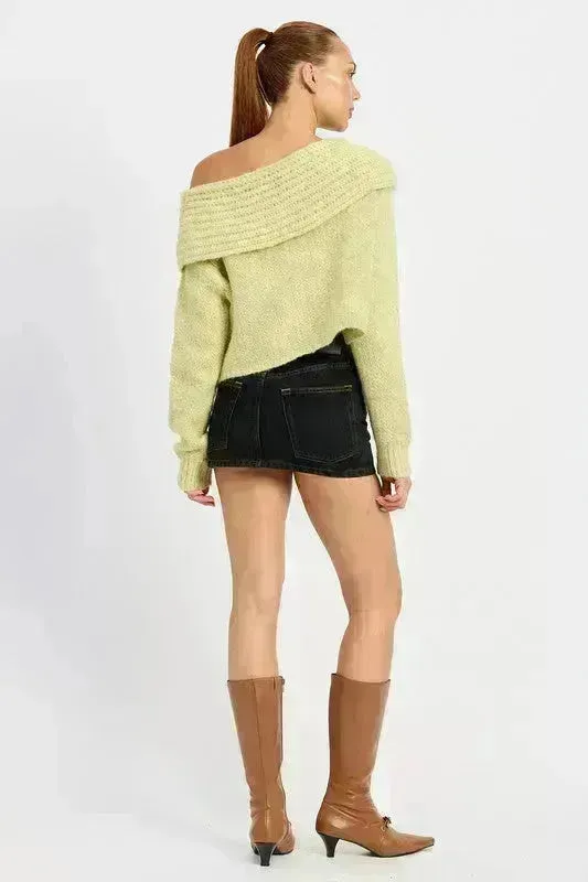 Cowl Neck Cropped Sweater