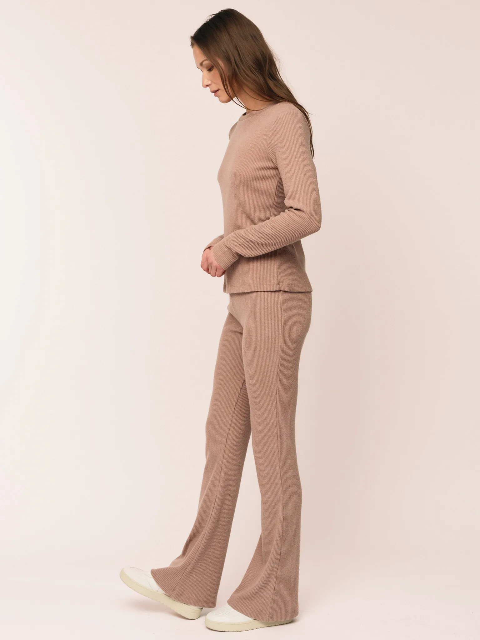 Daniela Rib Trouser - Brown Melange