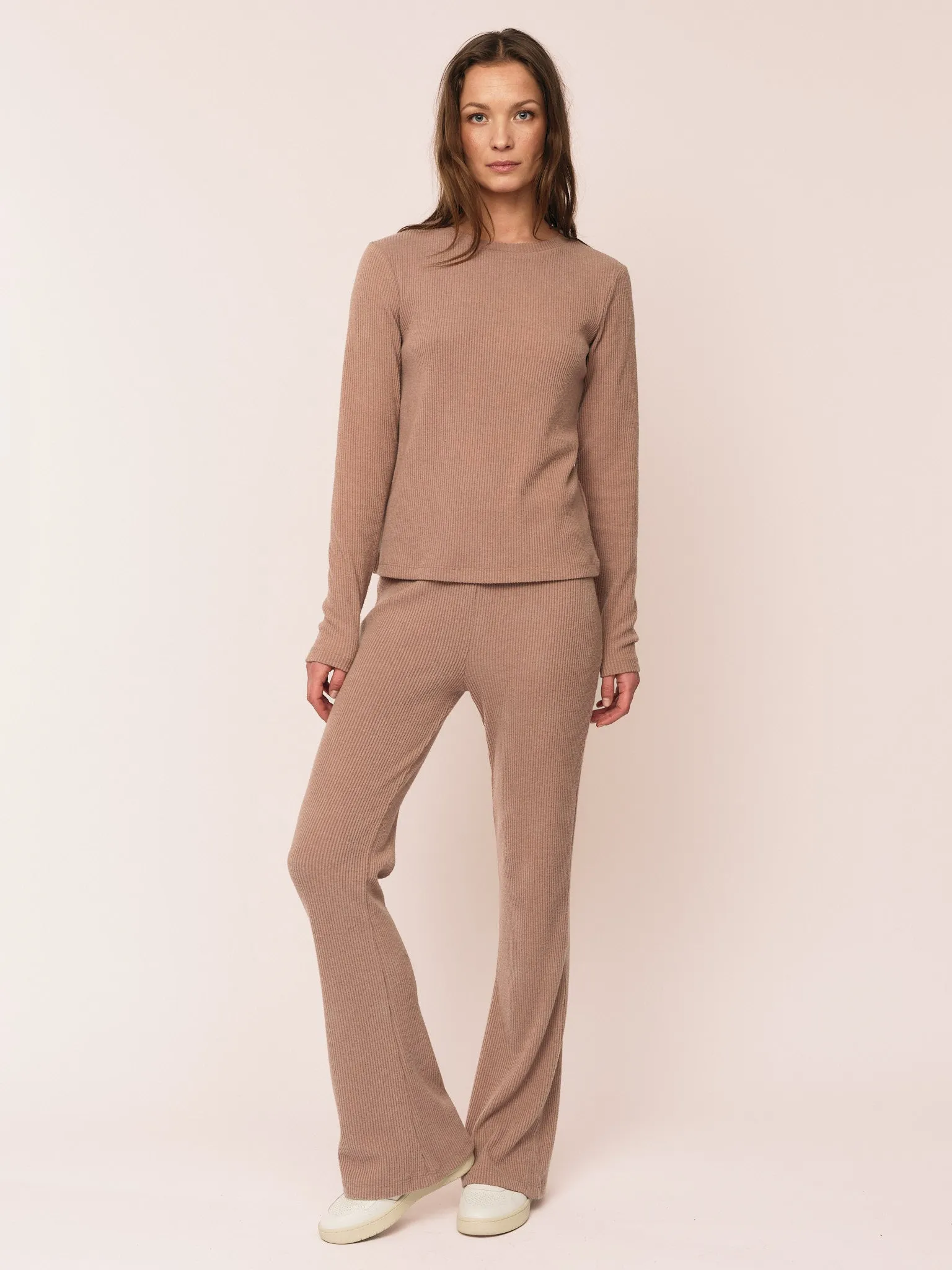 Daniela Rib Trouser - Brown Melange