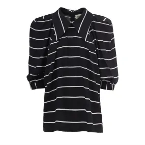 Designer Striped Narrow Blouse Black