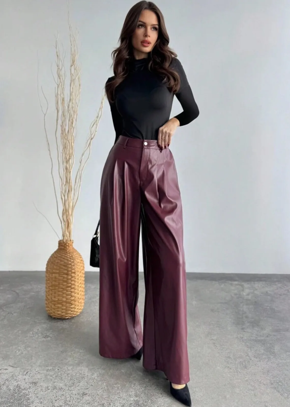 Eco-Leather High Waisted Trousers