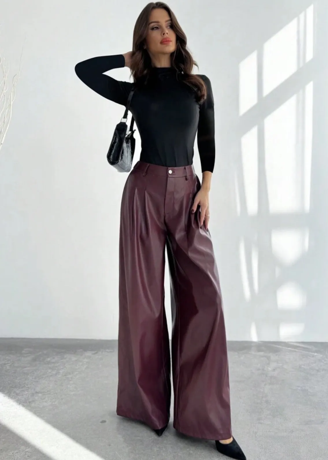 Eco-Leather High Waisted Trousers