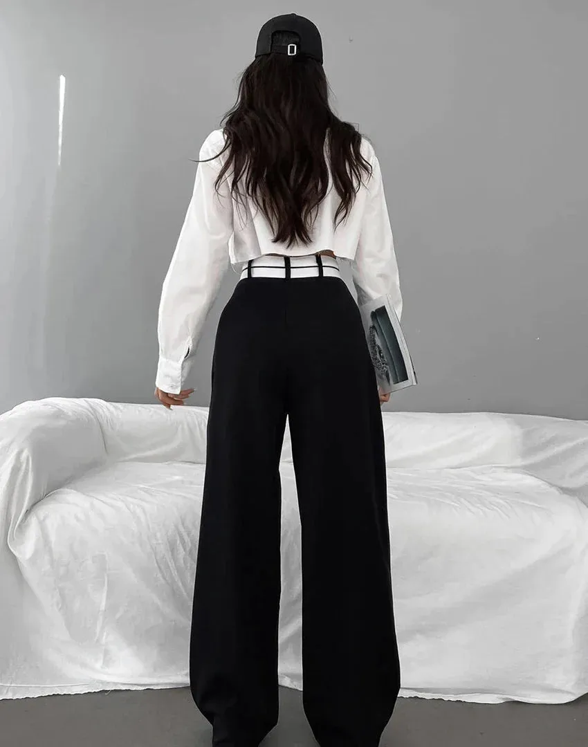 Everyday - High waisted trousers with band detail