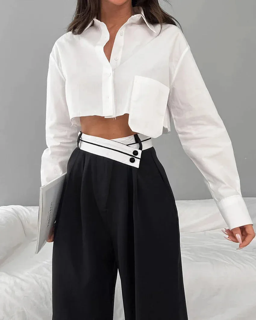 Everyday - High waisted trousers with band detail