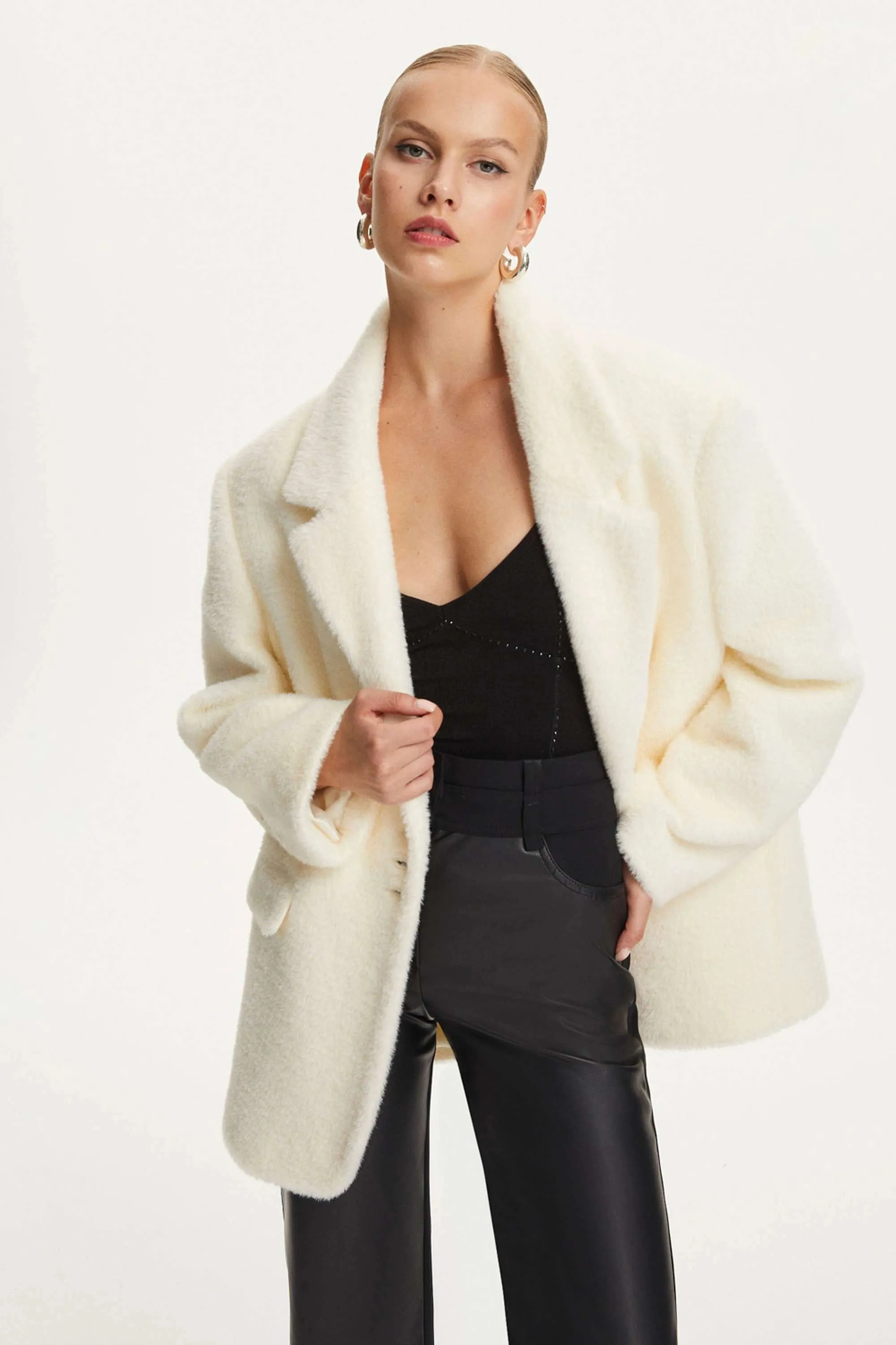 Faux Fur Double-Breasted Jacket (Final Sale)