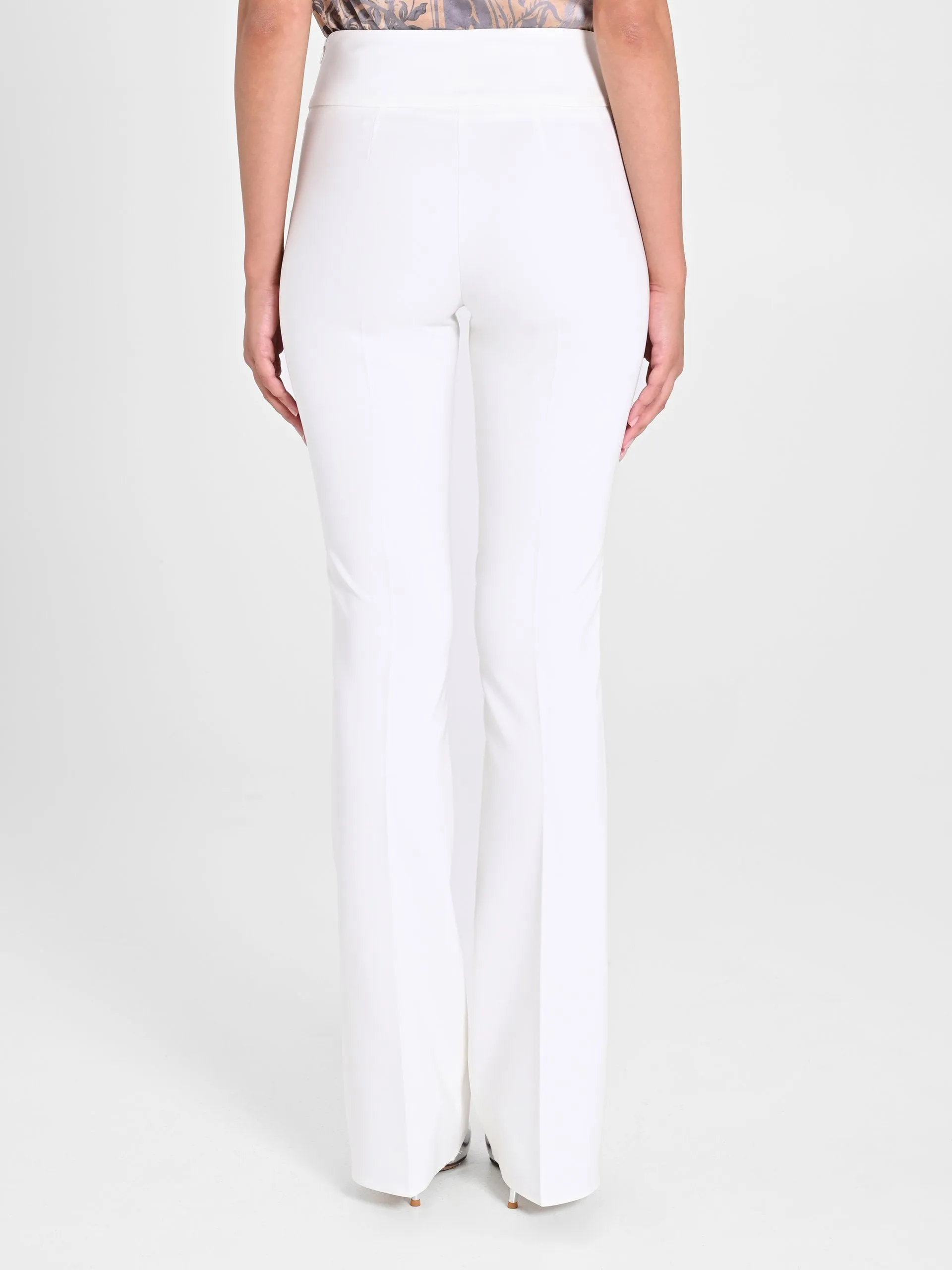 Flared Trousers in White Technical Fabric