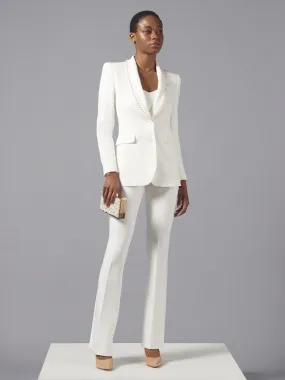 Flared Trousers in White Technical Fabric