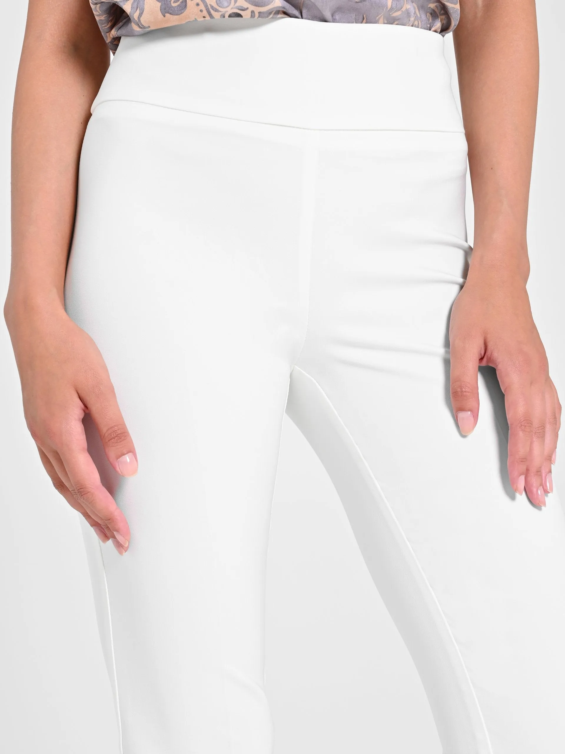 Flared Trousers in White Technical Fabric