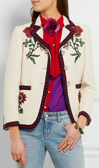 Floral Embroidered Cady Blazer