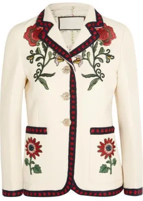 Floral Embroidered Cady Blazer