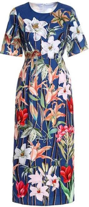 Floral Print Pencil Midi Dress