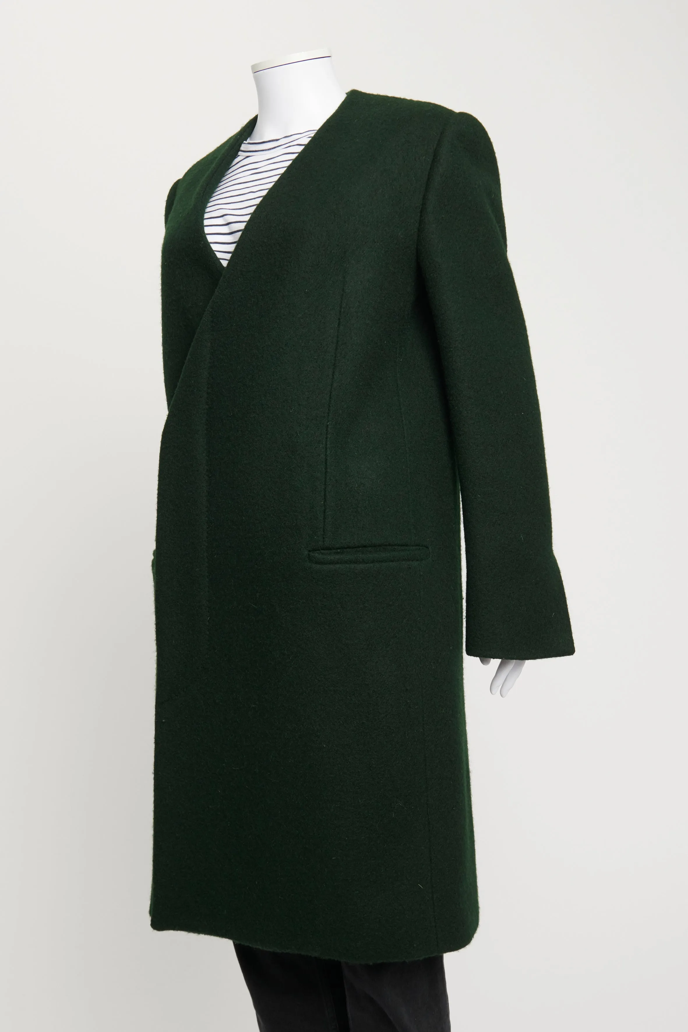 Green Wool Double Breasted Preowned Coat