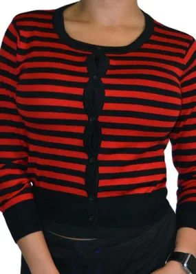 Greta Striped Cardigan - Red/Black