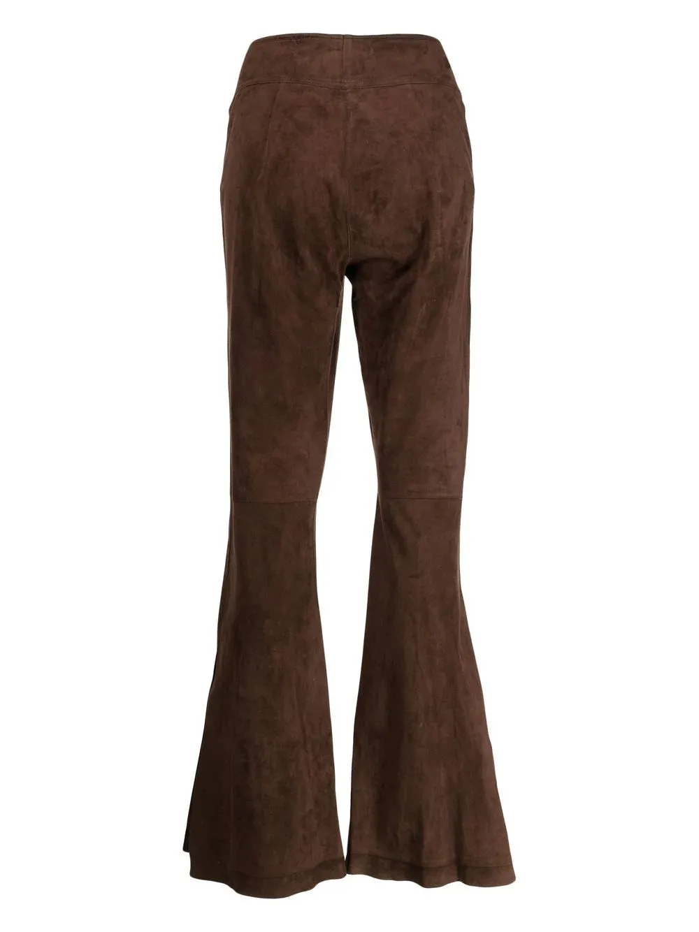 High-Waisted Flared Suede Trousers