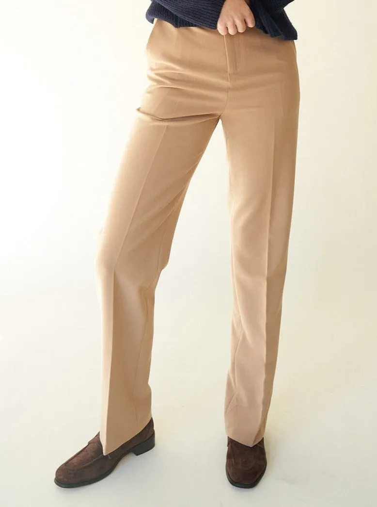 High-Waisted Khaki Trousers