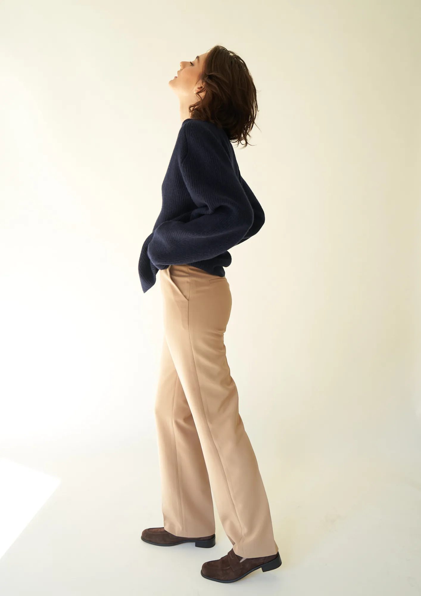 High-Waisted Khaki Trousers