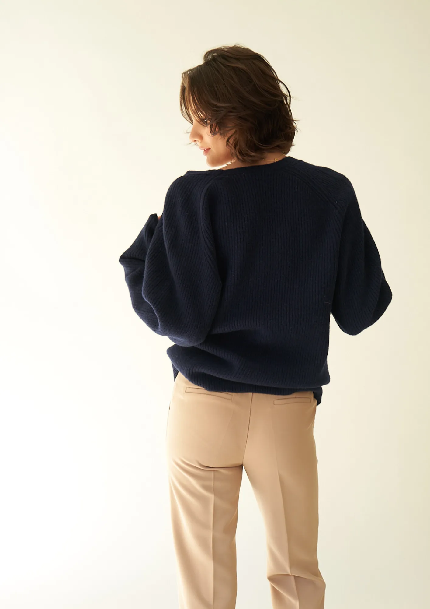 High-Waisted Khaki Trousers