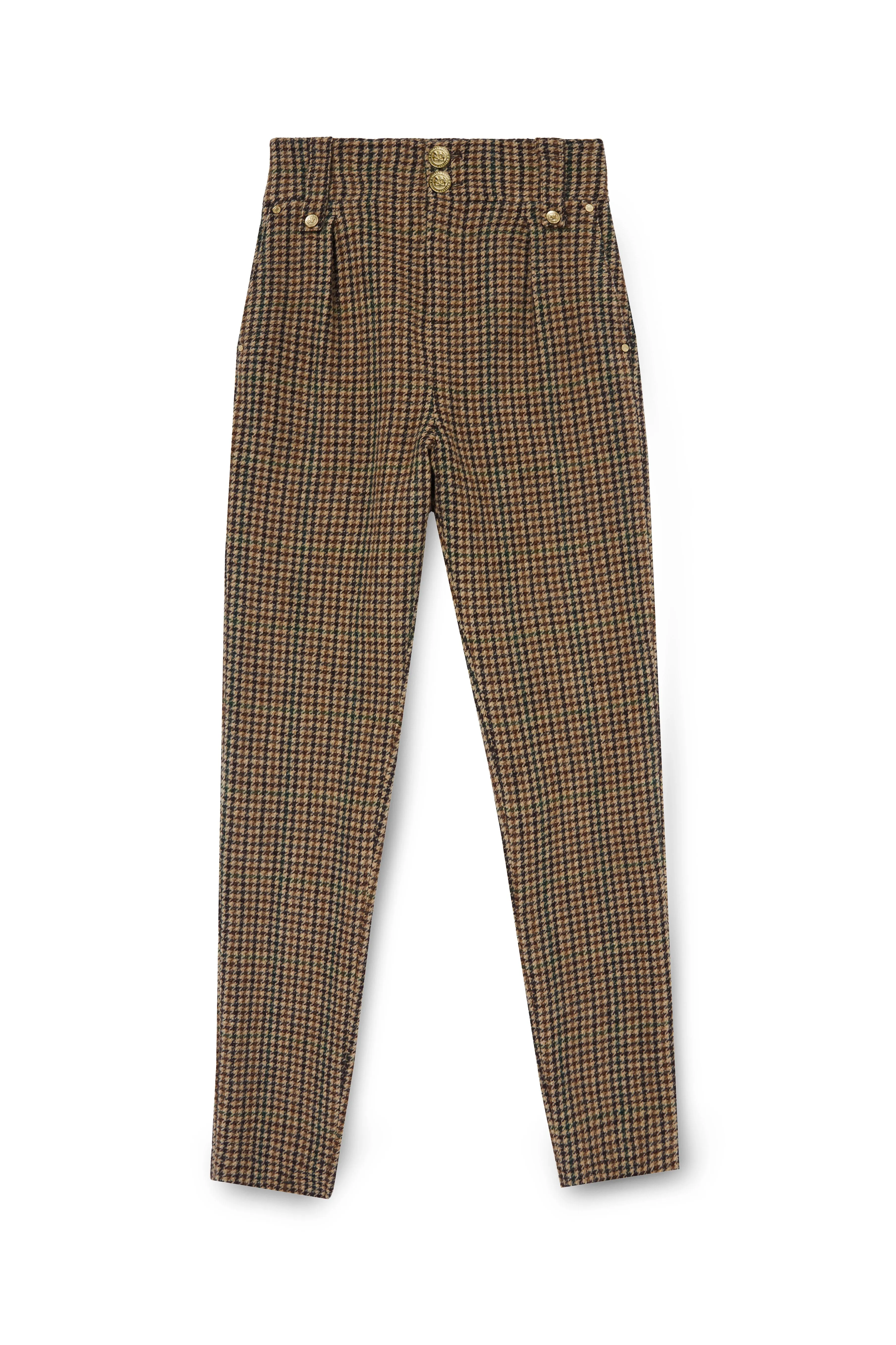 High Waisted Peg Trouser (Hailes Green Tweed)