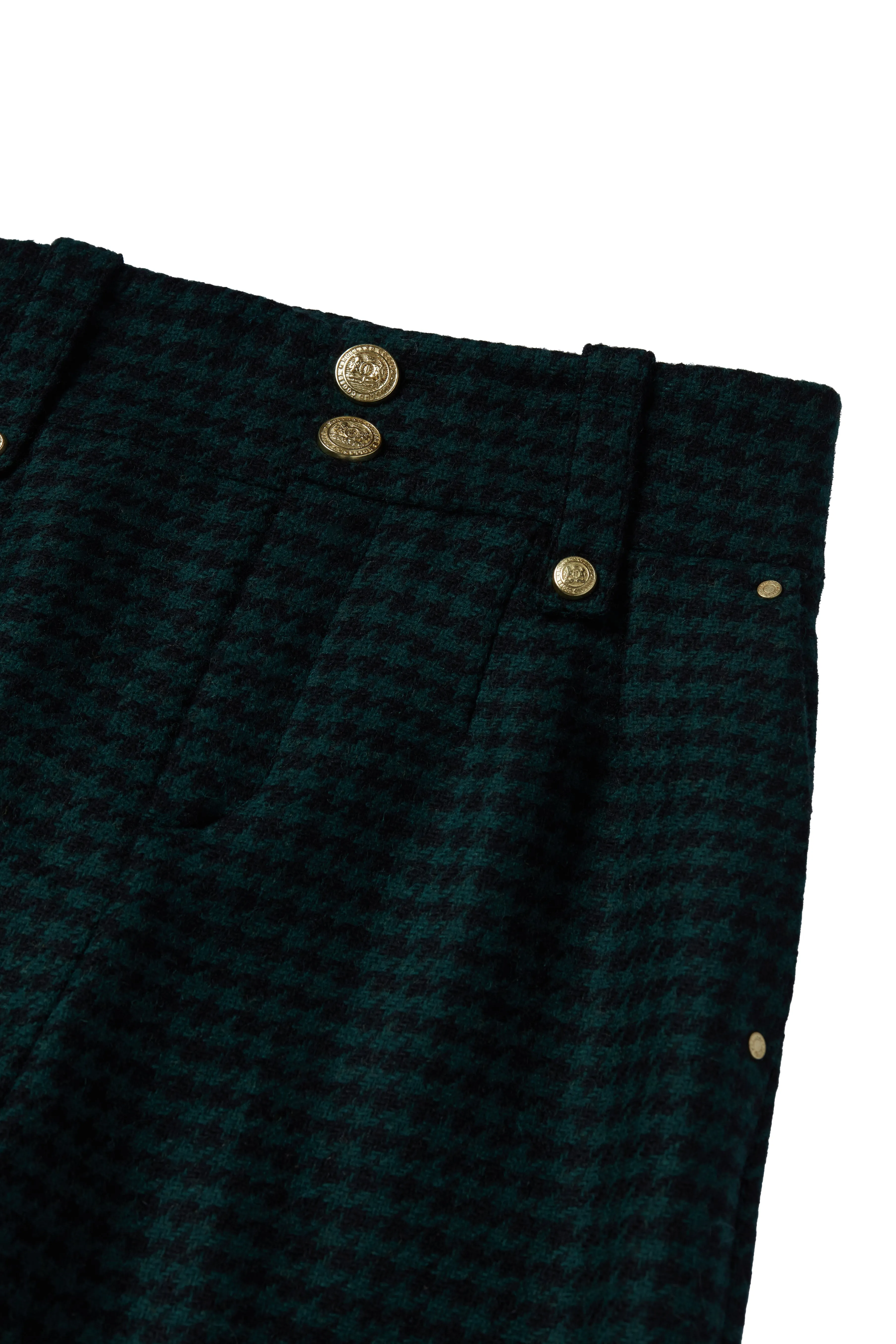 High Waisted Straight Trouser (Emerald Houndstooth)