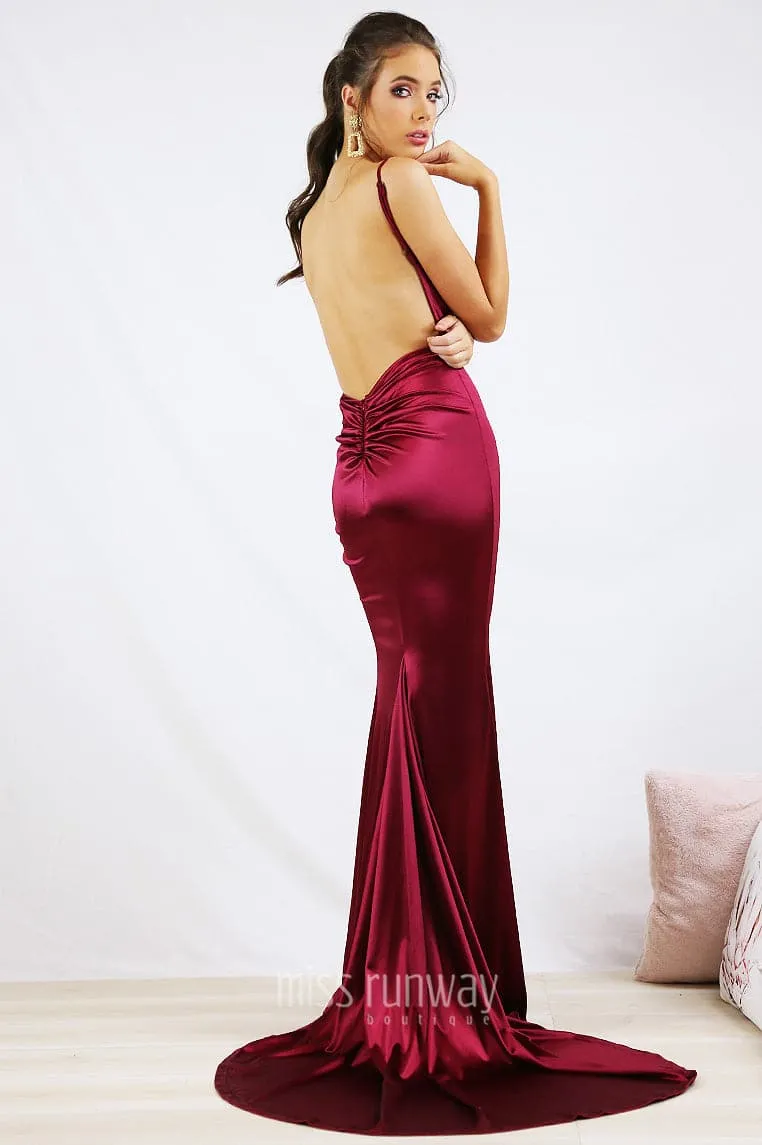 Kendall Split Formal Gown - Wine [SAMPLE]