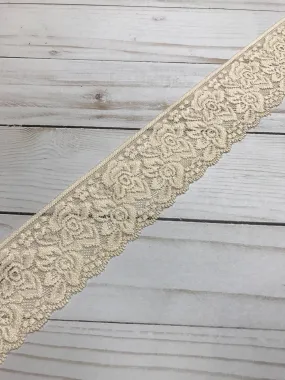 Light Peach 2.25" Wide Stretch Lace