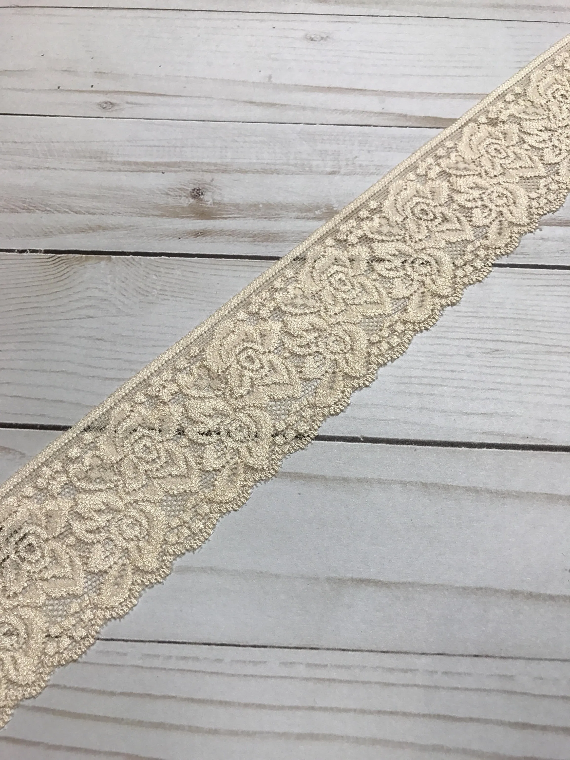 Light Peach 2.25" Wide Stretch Lace