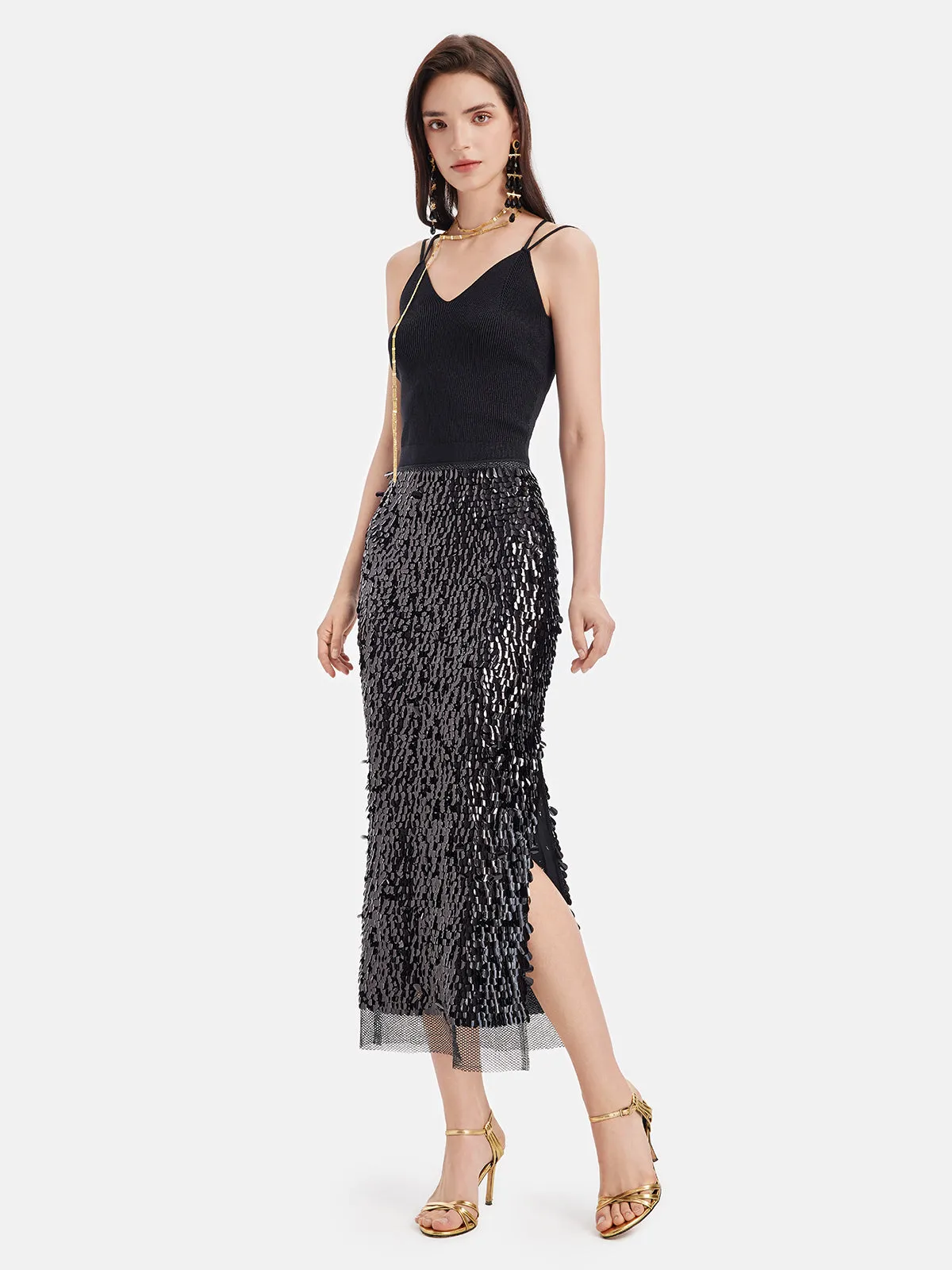 Luxe 3D Sequin Embellished Skirt