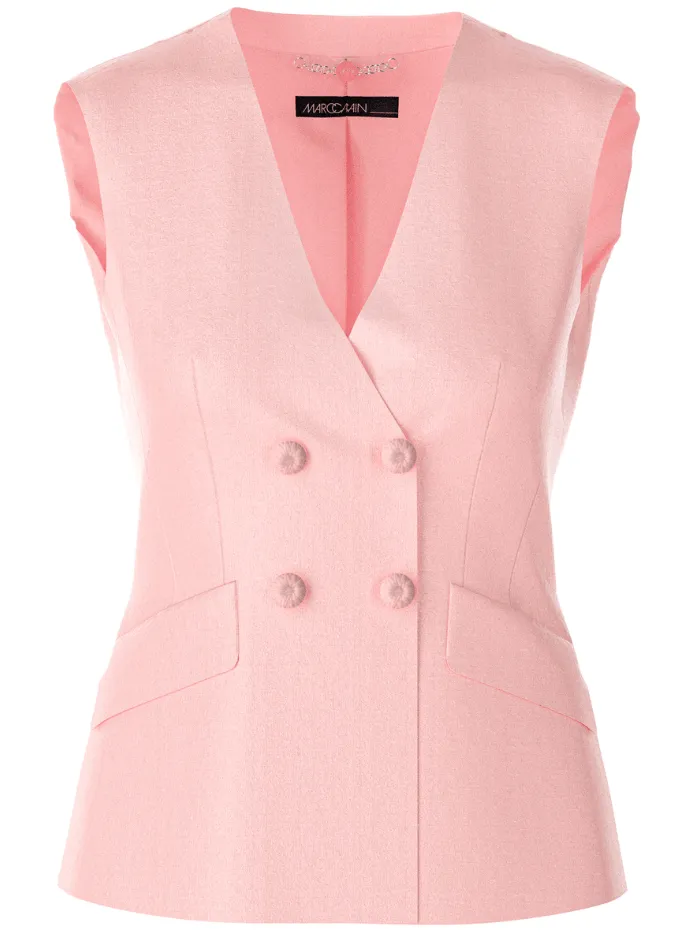 Marc Cain Collections Double Breasted Fitted Waistcoat In Soft Seashell WC 37.04 W84 COL 212