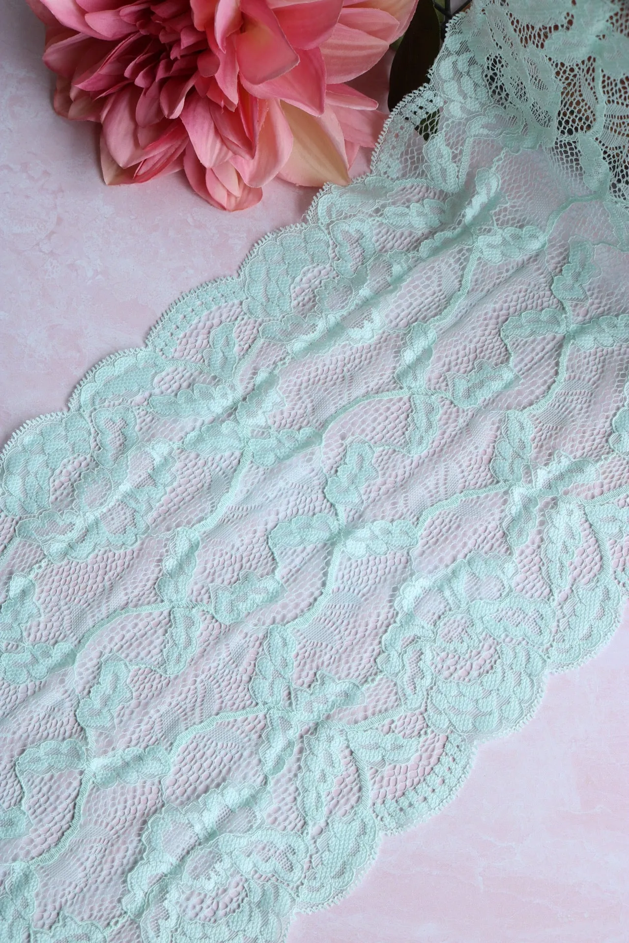 Mint Ice 9" Wide Stretch Lace