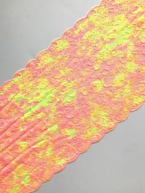 Neon Orange & Yellow 9" Wide Stretch Lace