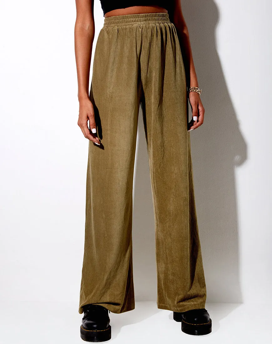 Obeli Trouser in Velvet Rib Khaki