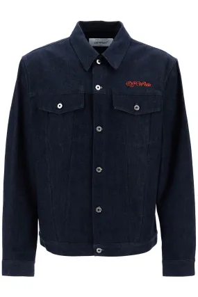 Off-White Denim Shirt Jacket With Button Closure