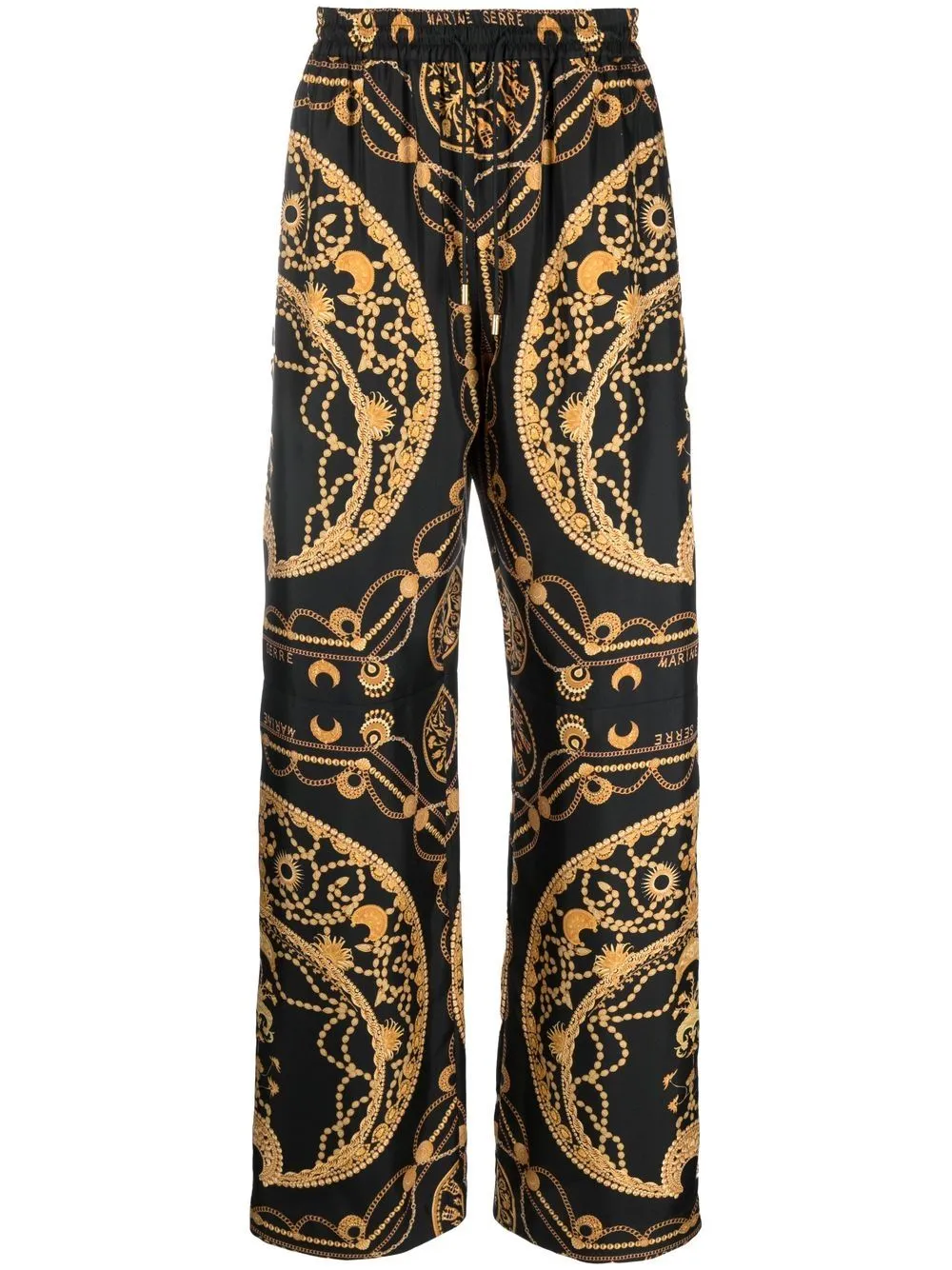 Ornament Jewellery-Print Silk Trousers